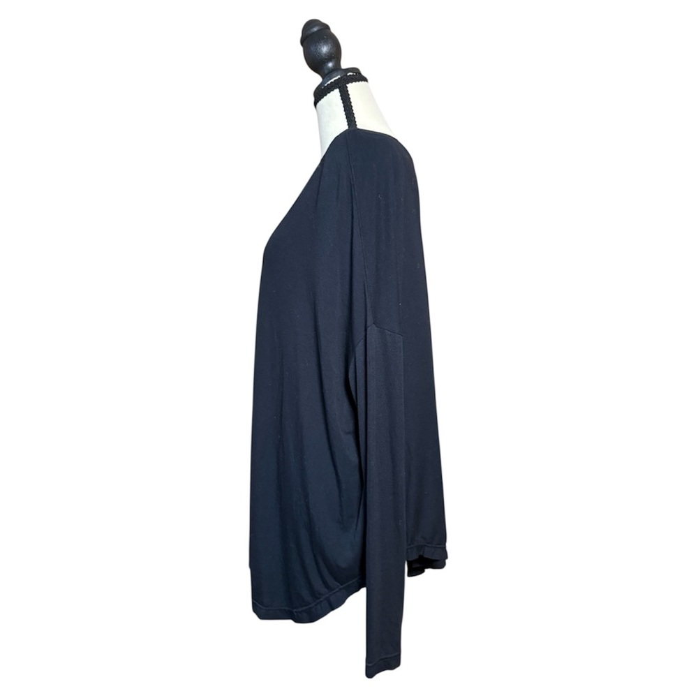 Free People Oversized Black Blouse V-Neck long sleeve